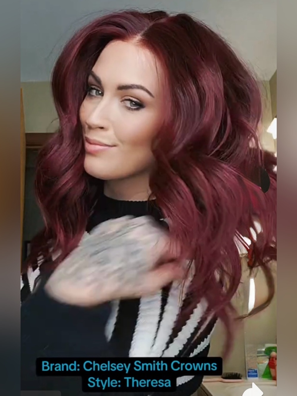 Chelsea Smith Crowns Theresa Wig in Deep Burgundy - Picture 6 of 10